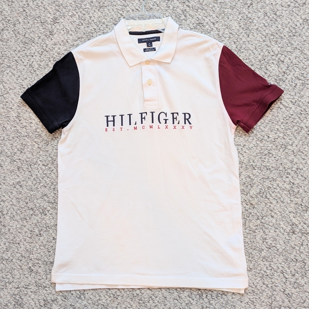 NWT Tommy Hilfiger Men (Medium) Colorblocked Regular Fit Short Sleeve Polo Shirt